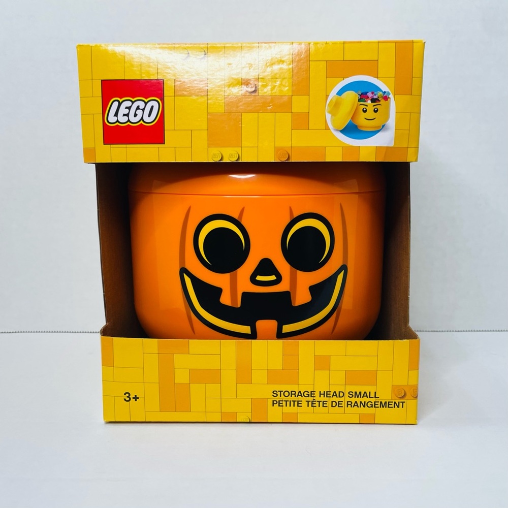 Lego Pumpkin Halloween Storage Head SMALL Orange New in Box